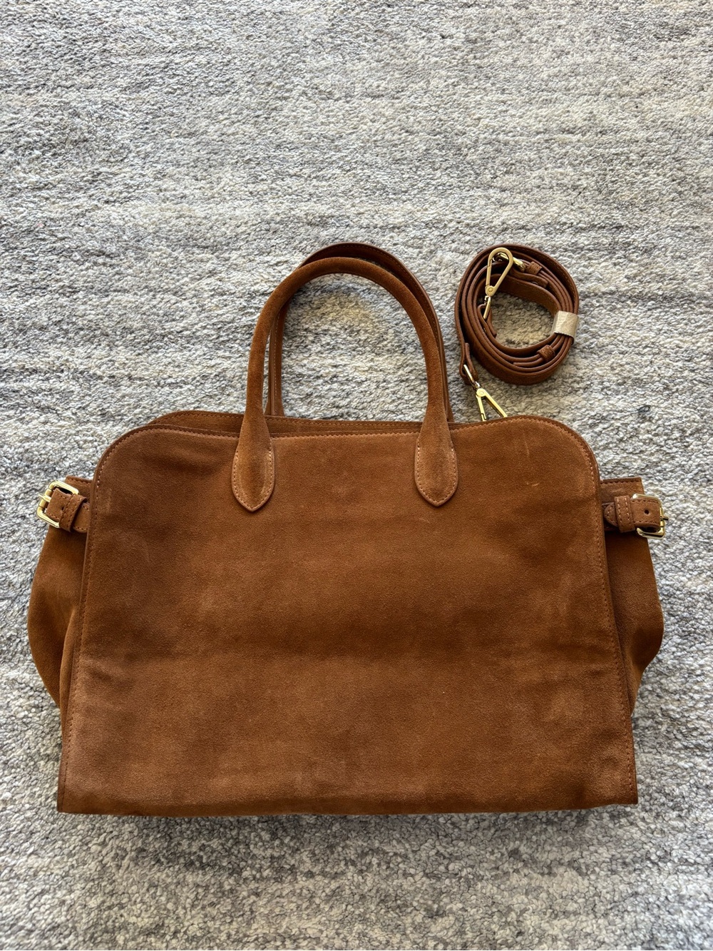 Suede Brown Work Tote/Shoulder Bag